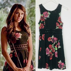 ASO Nina Dobrev Vampire Diaries Black Roses Dress Free People